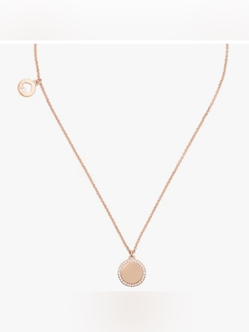Kate Spade “Spot The Spade” Rose Gold Pave Charm Pendant Necklace -NWT - Picture 5 of 6